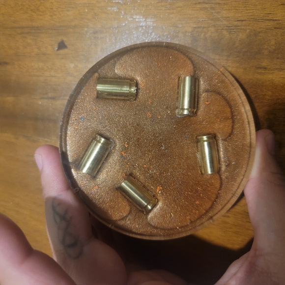 Resin coaster made from real 9mm shells bullet pack of 2 - Picture 5 of 10